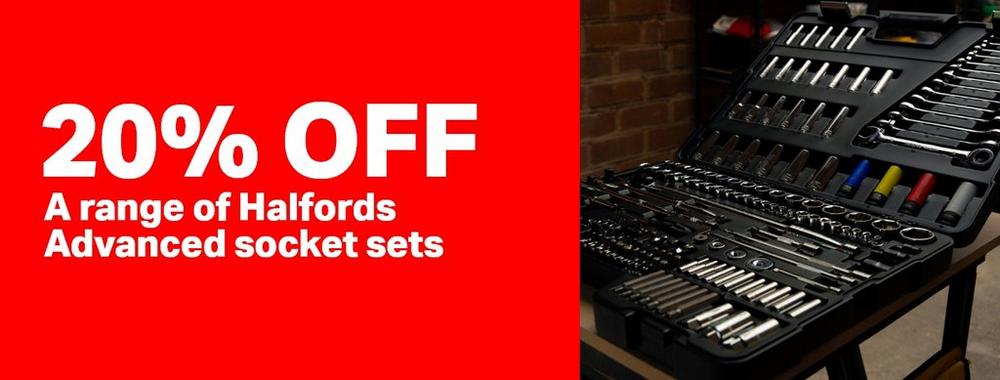 20% OFF
  A range of Halfords Advanced socket sets